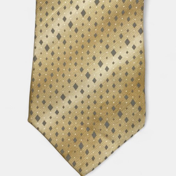 Van Heusen Silk Tie Geometric Tan Beige Formal Dress Diamonds - Picture 3 of 6